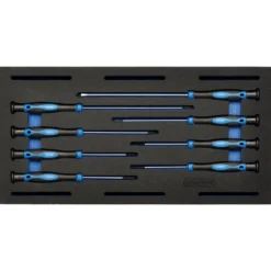 Extra Long Precision Screwdriver Set in 1/4 Drawer EVA Insert Tray (8 Piece)