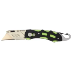Folding Trimming Knife with Belt Clip, Green/Orange