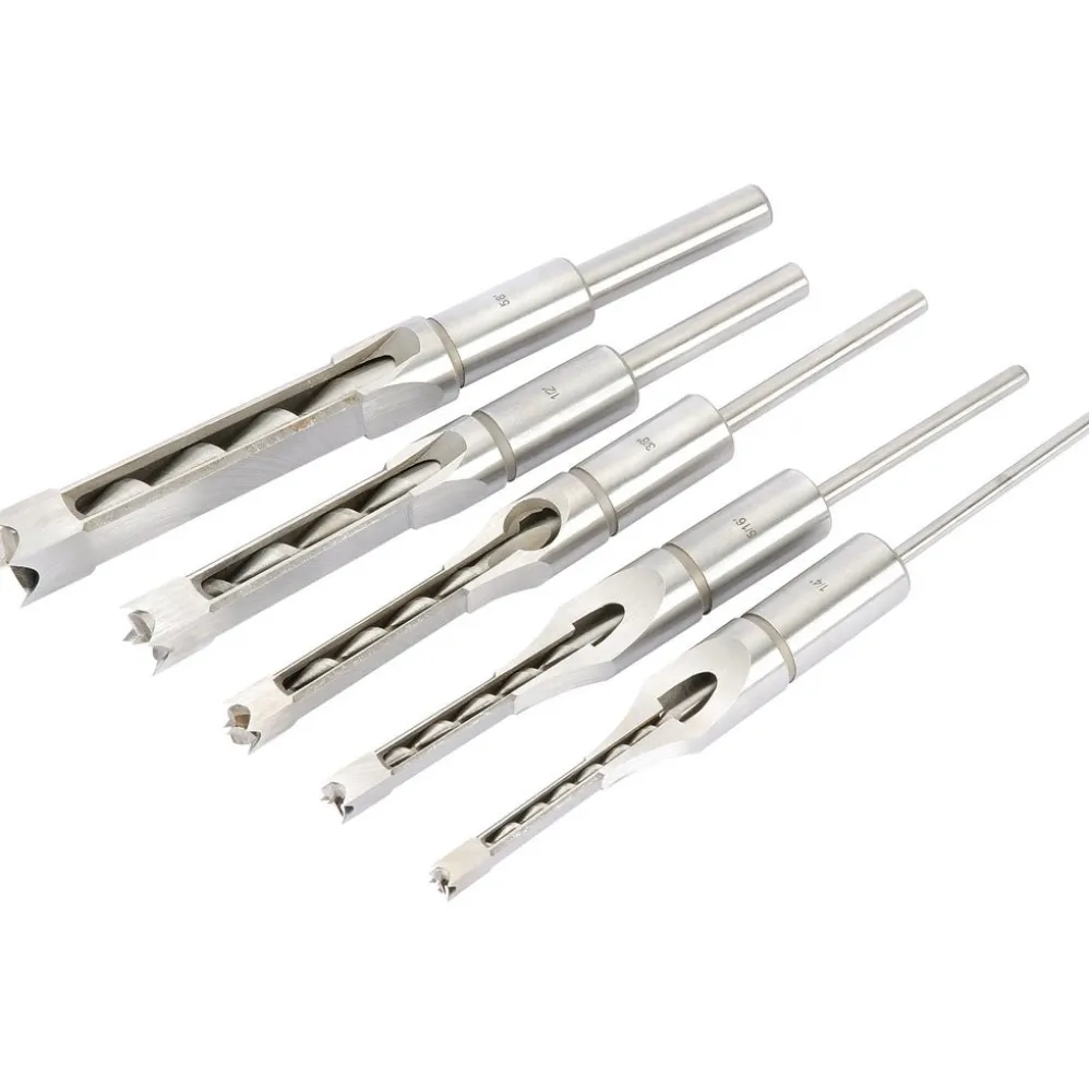Hollow Square Mortice Chisel and Bit Set (5 Piece)
