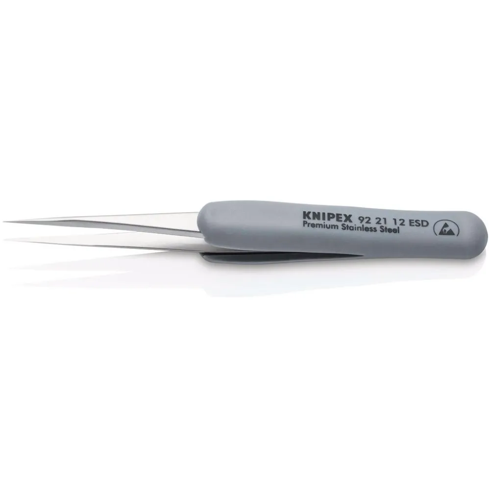 KNIPEX 92 21 12 ESD Precision Tweezers with rubber handles ESD, 112mm