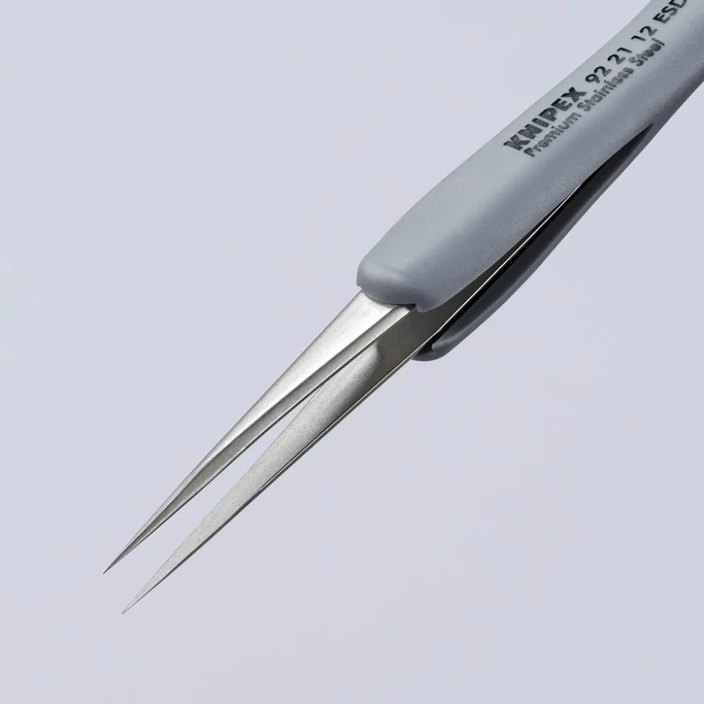 KNIPEX 92 21 12 ESD Precision Tweezers with rubber handles ESD, 112mm