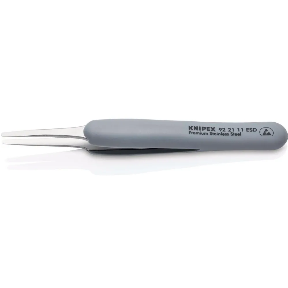 KNIPEX 92 21 11 ESD Precision Tweezers with rubber handles ESD, 123mm