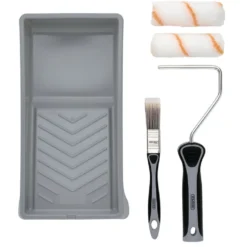 Medium Pile Polyester Paint Roller and Brush Set with Soft Grip (5 Piece)