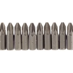 PZ Type Insert Bit, 1/4" Hex, 25mm Long, No.2 (Pack of 10)