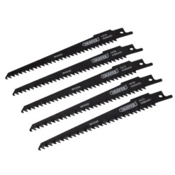 Reciprocating Saw Blades for Wood and Plastic Cutting, 150mm, 6tpi (Pack of 5)