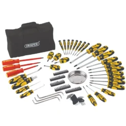 Screwdriver and Bit Set with Soft Storage Bag, Yellow (100 Piece)