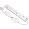 Six Socket Surge Protected Extension Lead with Neon Indicator, 2m