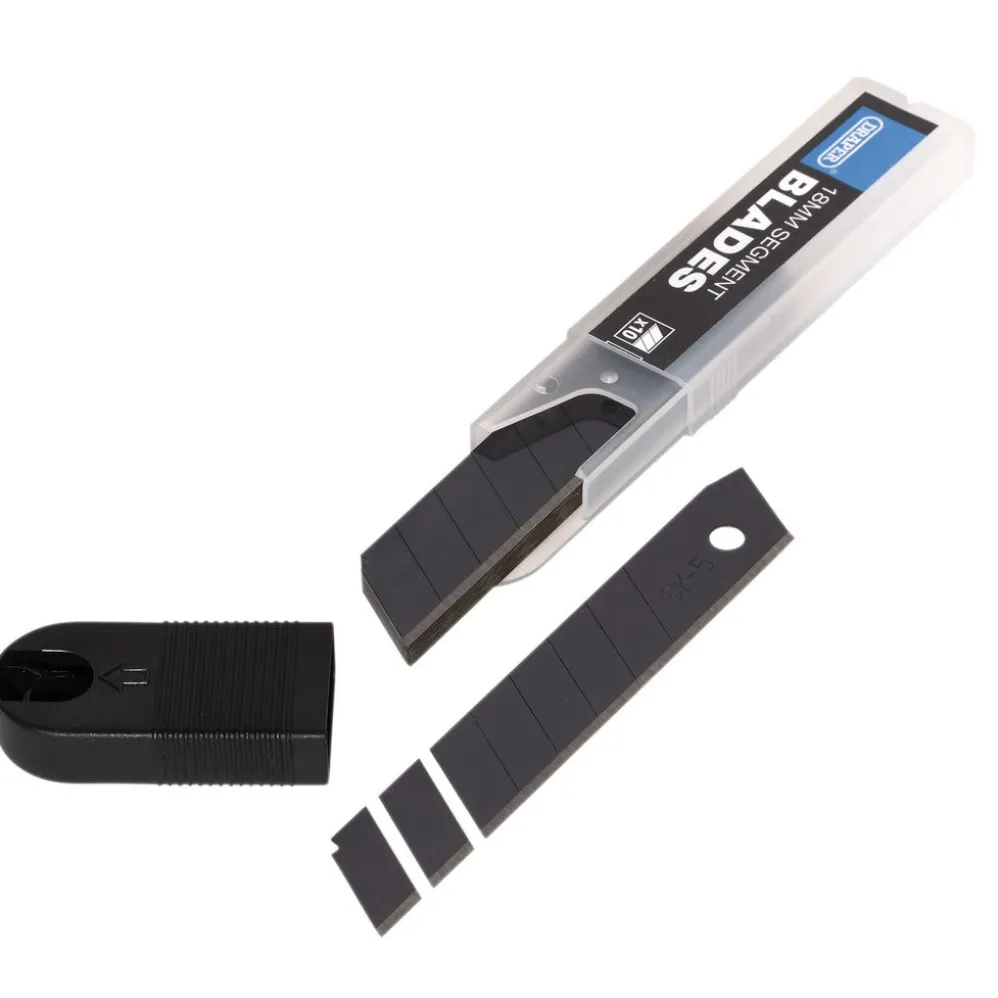 Snap-Off Segment Knife Blades, 18mm, Black (Pack of 10)