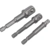 Socket Adaptor Set, 1/4" Hex. x 1/4", 3/8" & 1/2" Sq. Dr. (3 Piece)