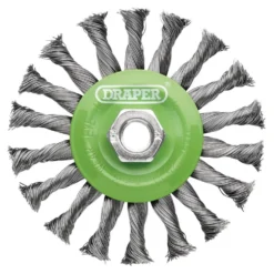 Stainless-Steel Twist-Knot Flat Wire Wheel Brush, 115mm, M14
