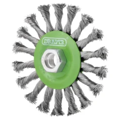 Stainless-Steel Twist-Knot Flat Wire Wheel Brush, 115mm, M14