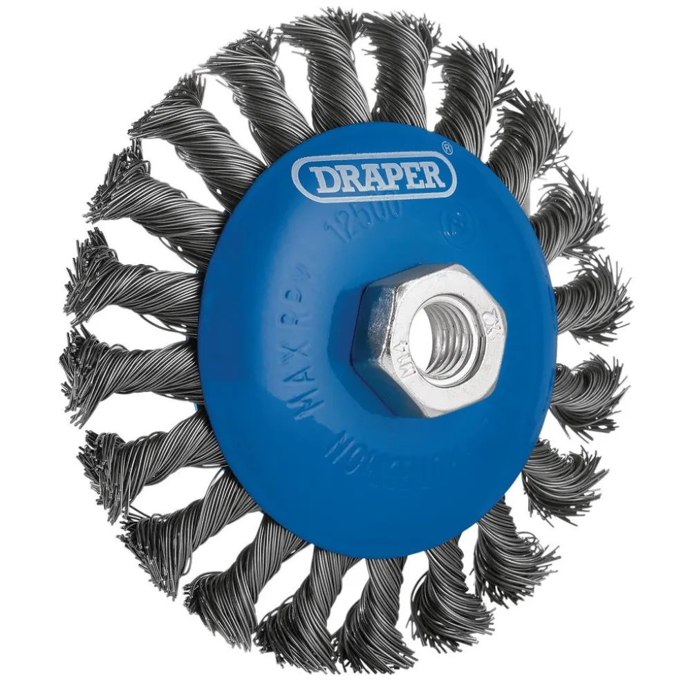 Steel Bevelled Twist-Knot Wire Wheel Brush, 115mm, M14