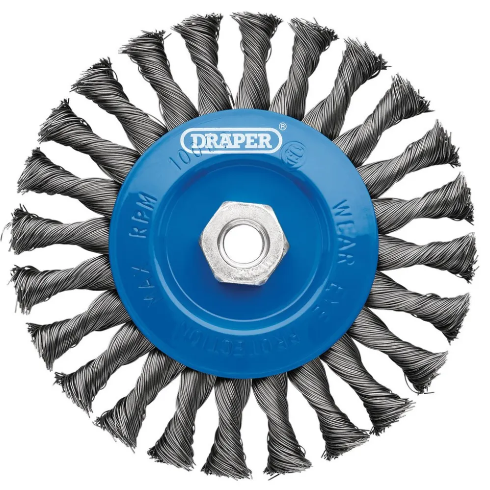 Steel Twist-Knot Flat Wire Wheel Brush, 150mm, M14
