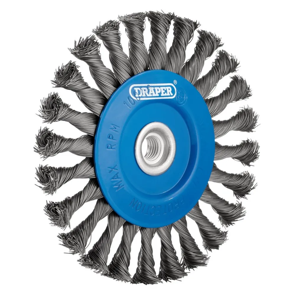 Steel Twist-Knot Flat Wire Wheel Brush, 150mm, M14