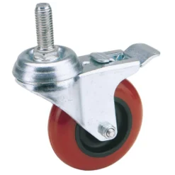 Swivel Bolt Fixing Polyurethane Wheel with Brake, 75mm Diameter, S.W.L. 70kg