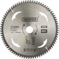 TCT Circular Saw Blade for Wood, 255 x 30mm, 80T