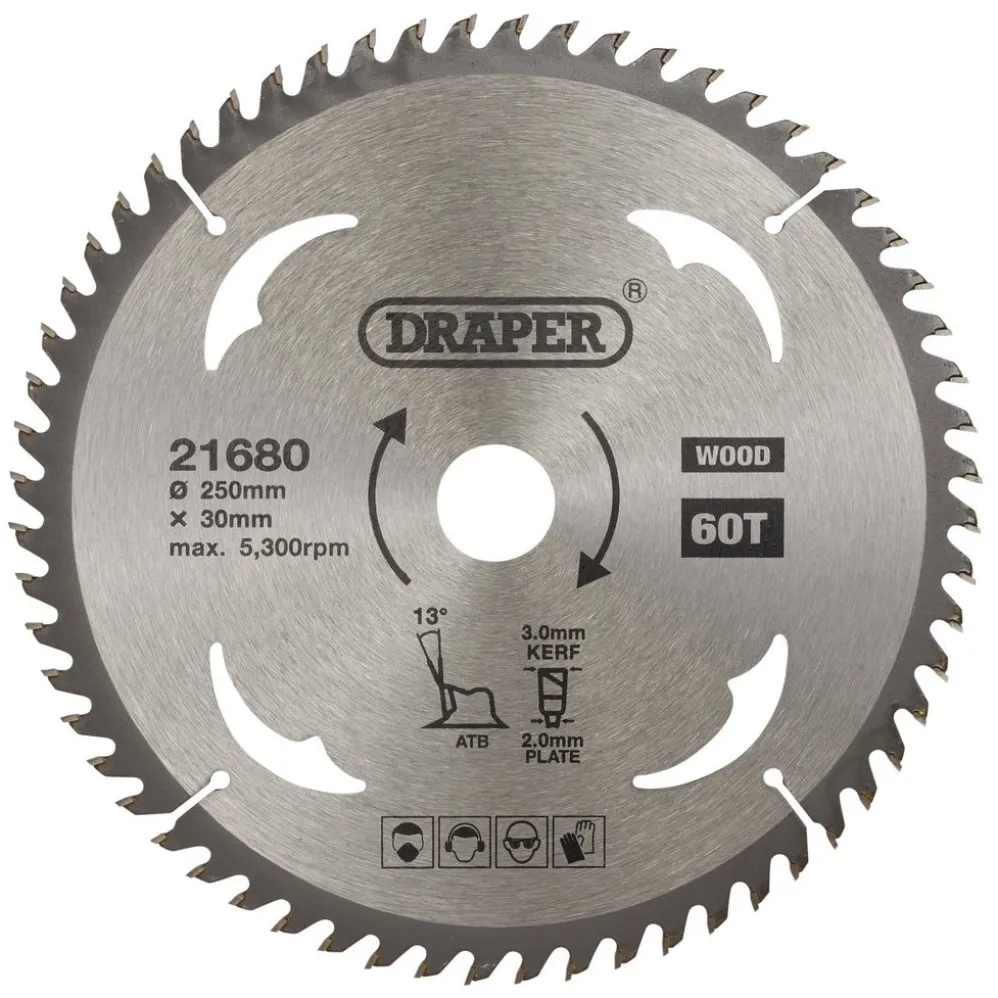TCT Circular Saw Blade for Wood, 250 x 30mm, 60T