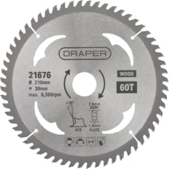 TCT Circular Saw Blade for Wood, 210 x 30mm, 60T