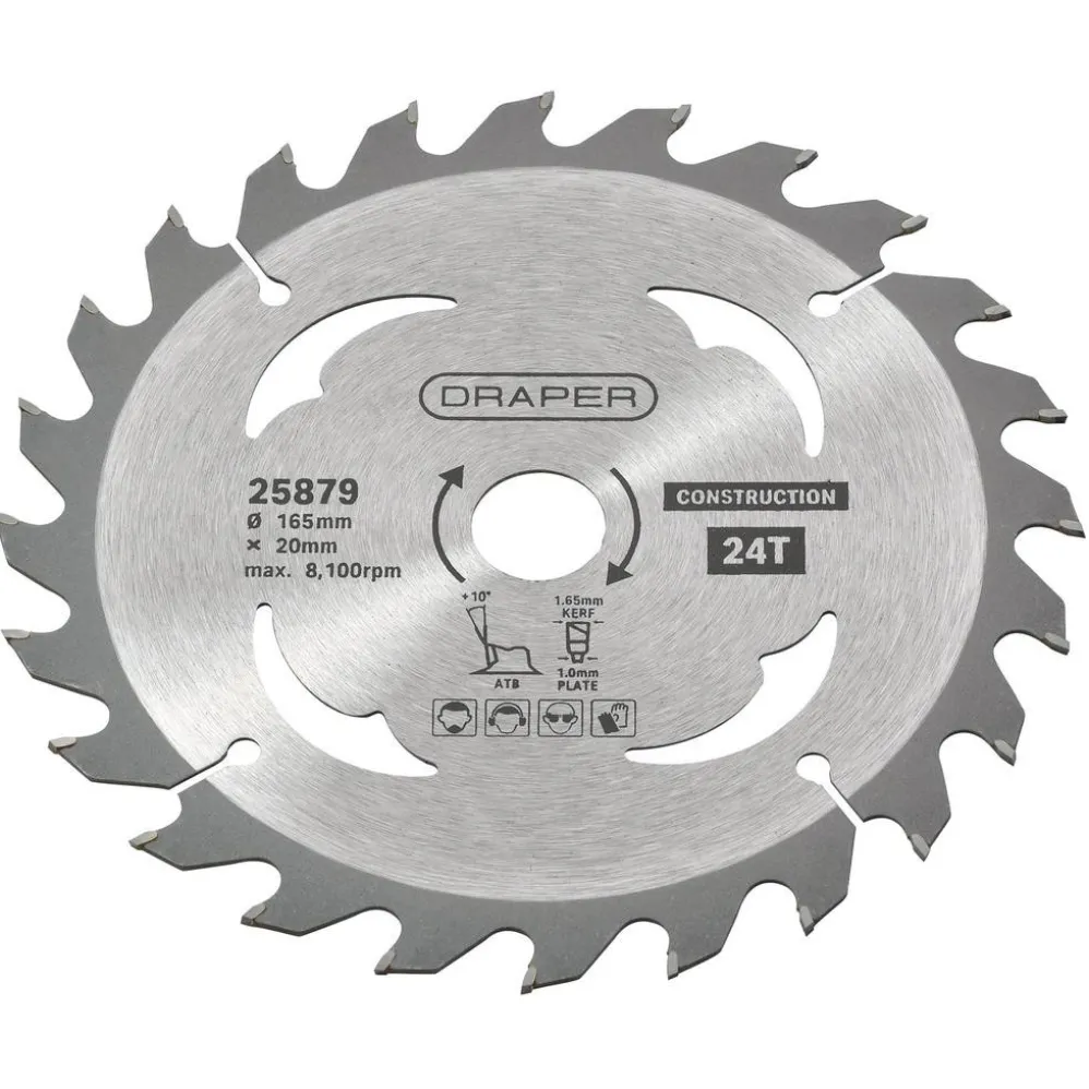 TCT Cordless Construction Circular Saw Blade for Wood & Composites, 165 x 20mm, 24T