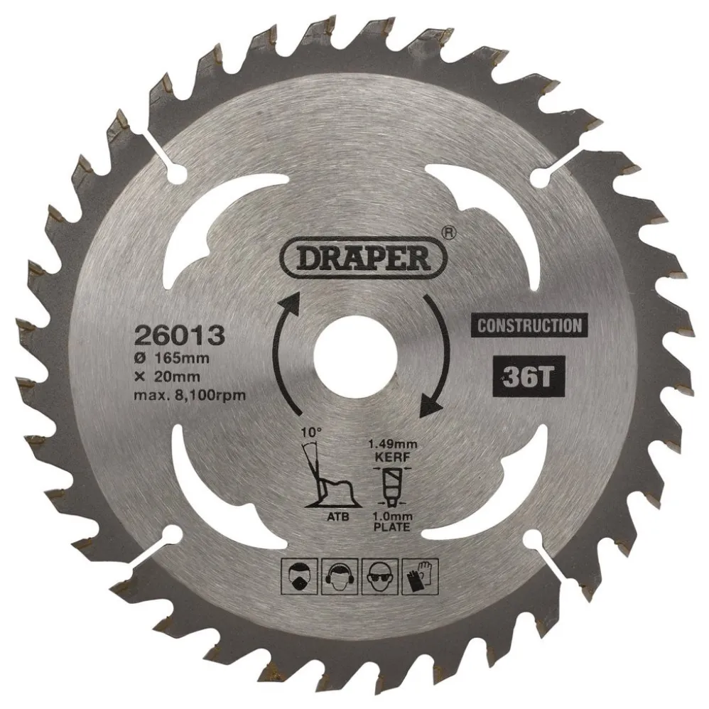 TCT Cordless Construction Circular Saw Blade for Wood & Composites, 165 x 20mm, 36T