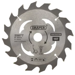 TCT Cordless Construction Circular Saw Blade for Wood & Composites, 165 x 20mm, 16T