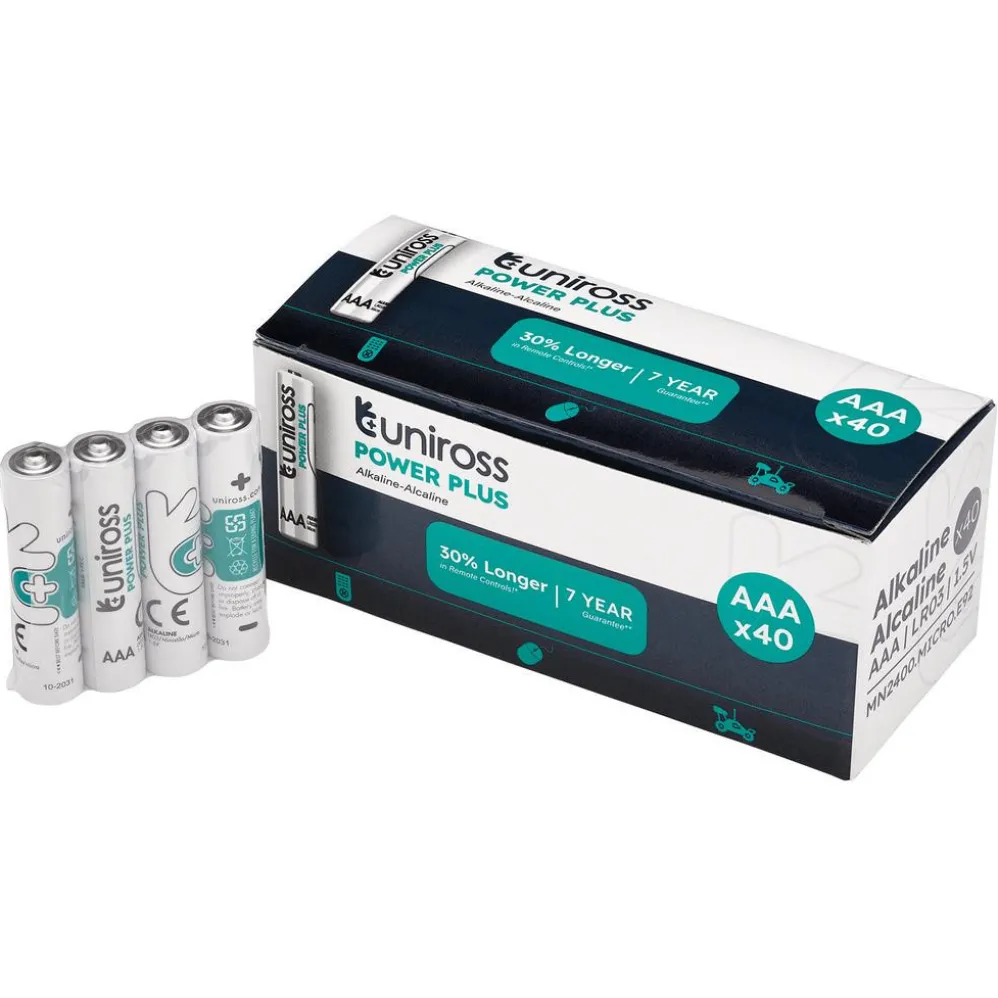 Uniross LR03 AAA Power Plus Alkaline Batteries (Pack of 40)