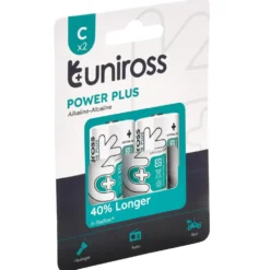 Uniross LR14 C Power Plus Alkaline Batteries (Pack of 2)