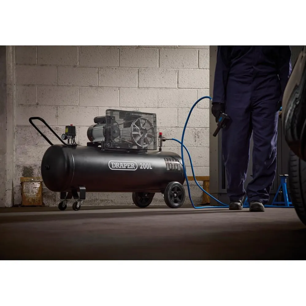 230V 200L Belt-Driven Air Compressor, 2.2kW/3hp