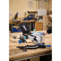 230V Sliding Compound Mitre Saw with Laser Cutting Guide, 210mm, 1500W
