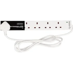 6 Way White Extension Lead, 2m