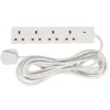 4 Way White Extension Lead, 5m