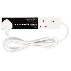 4 Way White Extension Lead, 2m