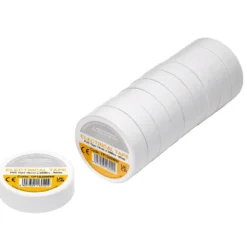 White PVC Electrical Insulation Tape, 19mm x 20m (Pack of 10)