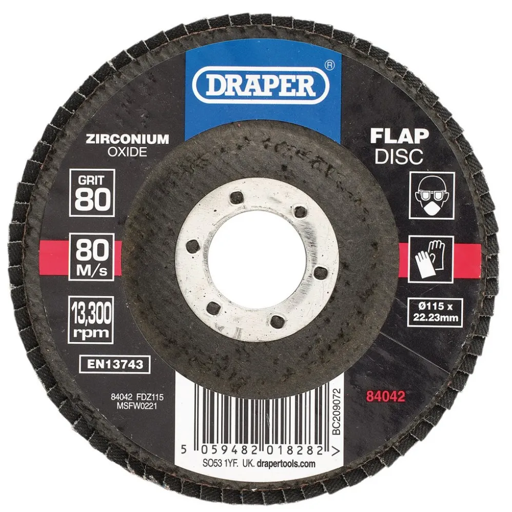 Zirconium Oxide Flap Disc, 115 x 22.23mm, 80 Grit
